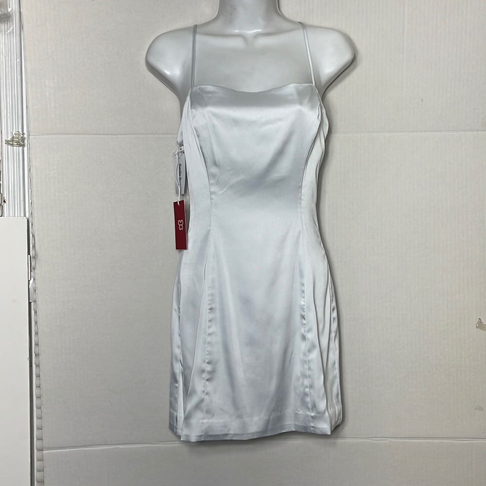 NWT Sunday Best color Grey Sky Shimmer Satin Dress